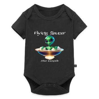 Flying saucer with alien - Baby Premium short-sleeve bodysuit - black - Front