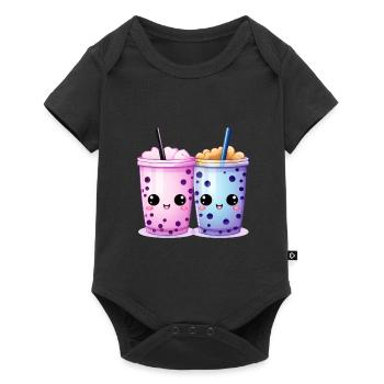 kawaii bubble tea boba tea - Baby Premium Kurzarmbody - Schwarz - Vorne