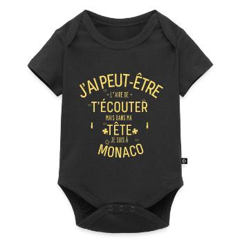 Dans ma Tête je suis à Monaco - Body à manches courtes Premium Bébé - noir - Devant