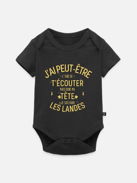 Dans ma Tête je suis Dans les Landes - Body à manches courtes Premium Bébé - noir