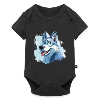 Husky chien traîneau chien race dessin animé d’hiver - Body à manches courtes Premium Bébé - noir - Devant
