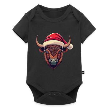 Bison Weihnachten Santa - Baby Premium Kurzarmbody - Schwarz - Vorne