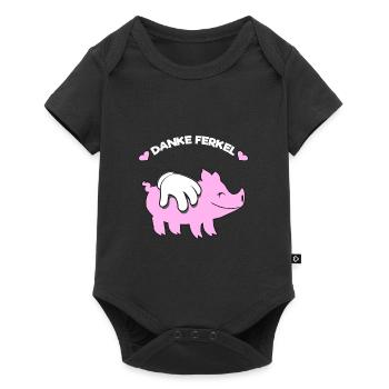 Danke Ferkel Fun Shirt Hoodie - Baby Premium Kurzarmbody - Schwarz - Vorne