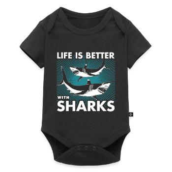 sharks - Baby Premium short-sleeve bodysuit - black - Front
