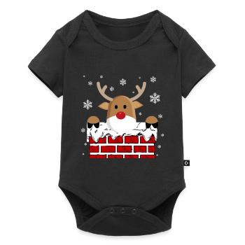 Rudolph in the fireplace - Baby Premium short-sleeve bodysuit - black - Front