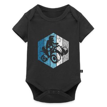 Quad rider quad driving ATV offroad retro motocross - Baby Premium short-sleeve bodysuit - black - Front