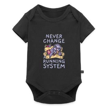 Never Change A Running System Fast Food Faultier - Baby Premium Kurzarmbody - Schwarz - Vorne