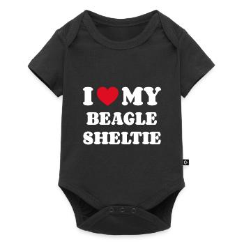 I Love My Beagle Sheltie - Baby Premium short-sleeve bodysuit - black - Front