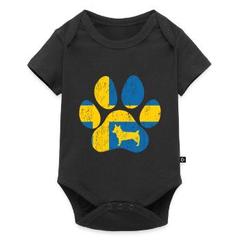 Suédois Vallhund Västgötaspets Dog Paw Flag - Body à manches courtes Premium Bébé - noir - Devant