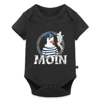 Moin Möwe T-Shirt - Baby Premium Kurzarmbody - Schwarz - Vorne