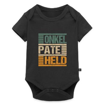 Onkel Pate Held Patenonkel Taufpate Taufe - Baby Premium Kurzarmbody - Schwarz - Vorne