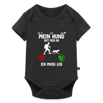 Wandern mit Hund ruft an Spruch Lustig - Baby Premium Kurzarmbody - Schwarz - Vorne