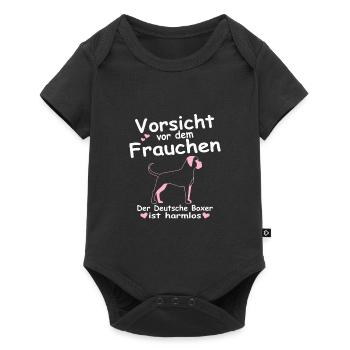 Deutscher German Boxer Hunde Mama Frauchen Spruch - Baby Premium Kurzarmbody - Schwarz - Vorne