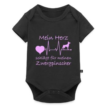 Zwergpinscher Hund Mama Sprüche Spruch Pink - Baby Premium Kurzarmbody - Schwarz - Vorne