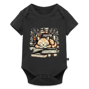 COZY CAT TAKING A NAP ON BOOKS - Baby Premium short-sleeve bodysuit - black - Front