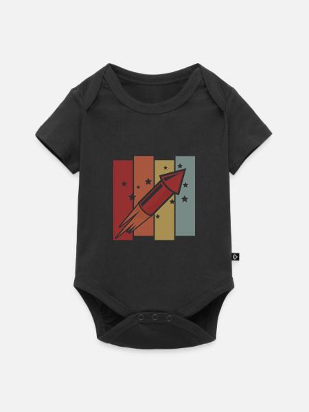 Feuerwerk Retro Vintage Silvester Rakete - Baby Premium Kurzarmbody - Schwarz