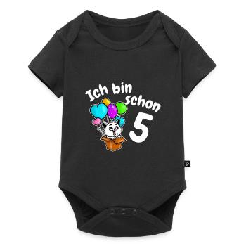 5ème anniversaire chaton mignon chat cinq 5 ans - Body à manches courtes Premium Bébé - noir - Devant