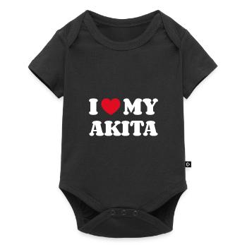 I Love My Akita Inu Akita Ken - Baby Premium Kurzarmbody - Schwarz - Vorne
