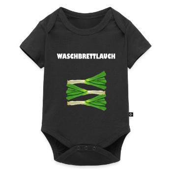 Waschbrettlauch Lauch Sixpack Waschbrettbauch - Baby Premium Kurzarmbody - Schwarz - Vorne