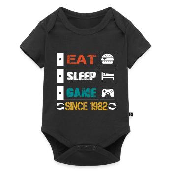 Eat, Sleep, Game, Repeat, Controller, since 1982 - Body à manches courtes Premium Bébé - noir - Devant