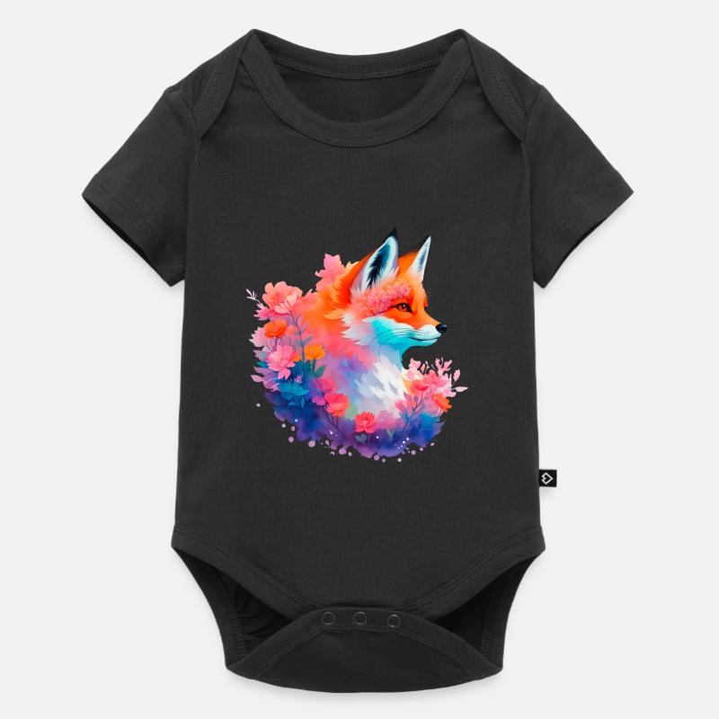 Red Fox Flowers Fox Head - Body à manches courtes Premium Bébé - noir