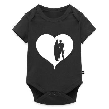 Surfer Herz weiß - Baby Premium Kurzarmbody - Schwarz - Vorne