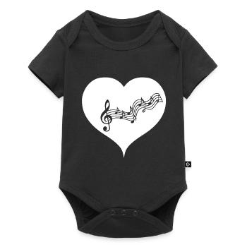 Coeur note note de musique musique amour blanc idée cadeau - Body à manches courtes Premium Bébé - noir - Devant