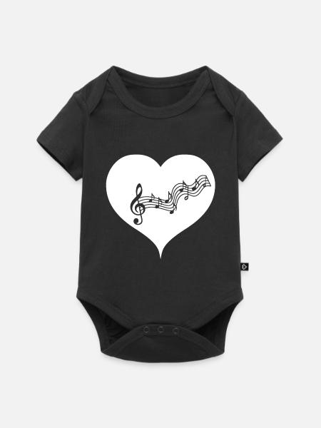 Herz Note Musiknote Musik Liebe weiß Geschenkidee - Baby Premium Kurzarmbody - Schwarz