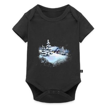 Hiver hiver Neige Paysage - Body à manches courtes Premium Bébé - noir - Devant