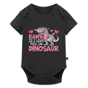 Valentine's Day Dinosaur T-Rex February 14 Dino - Baby Premium short-sleeve bodysuit - black - Front