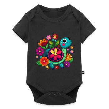 Petite tortue joyeuse - Body à manches courtes Premium Bébé - noir - Devant