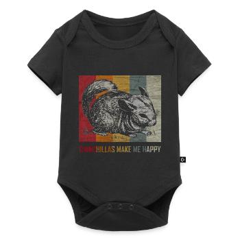 Chinchilla Maus Nagetier Haustier Retro Geschenk - Baby Premium Kurzarmbody - Schwarz - Vorne
