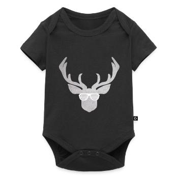 Glasses with deer in silver and white for costume - Baby Premium short-sleeve bodysuit - black - Front