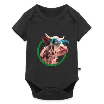 cool cow wearing sunglasses - Baby Premium short-sleeve bodysuit - black - Front
