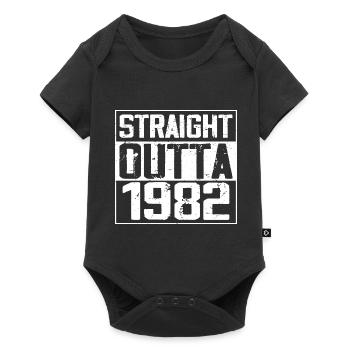 Straight Outta 1982 Retro 1982 Jubiläumsgeschenk - Baby Premium Kurzarmbody - Schwarz - Vorne