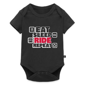 Eating, sleeping, cycling, repeating - Baby Premium short-sleeve bodysuit - black - Front