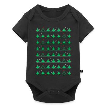 Tannenbaum Christbaum Muster Weihnachten - Baby Premium Kurzarmbody - Schwarz - Vorne