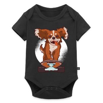 Dog Skateboard Cavalier King Charles Spaniel - Baby Premium short-sleeve bodysuit - black - Front