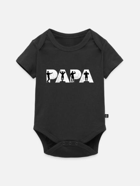 Body Building Gym Fitness Muskeln Papa Vater - Baby Premium Kurzarmbody - Schwarz