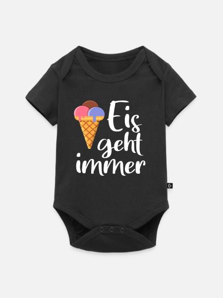 Eis geht immer Eiscreme lustig Spruch Sommer Süß - Baby Premium Kurzarmbody - Schwarz