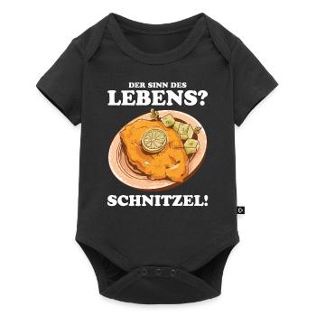 Schnitzel Essen ist der Sinn des Lebens - Baby Premium Kurzarmbody - Schwarz - Vorne