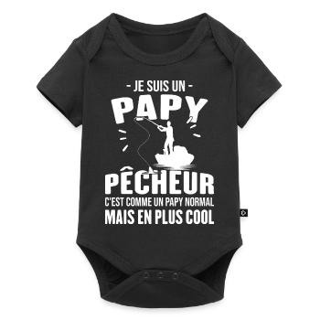 Papy Pêcheur Humour Fête des Grands Pères Noël - Body à manches courtes Premium Bébé - noir - Devant
