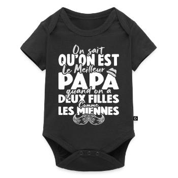 Meilleur Papa Avec Deux Filles Comme Les Miennes - Body à manches courtes Premium Bébé - noir - Devant
