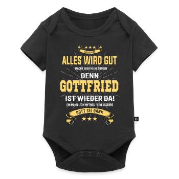 Alles wird gut denn Gottfried ist da! Cooles Shirt - Baby Premium Kurzarmbody - Schwarz - Vorne