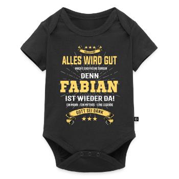 Alles ist gut denn Fabian ist wieder da - Baby Premium Kurzarmbody - Schwarz - Vorne