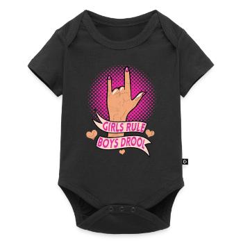 Girls Rule Boys Drool Feminist Women Empowerment - Baby Premium short-sleeve bodysuit - black - Front