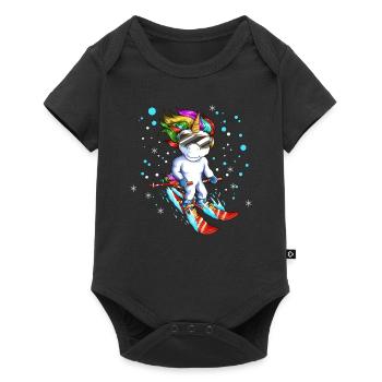 Ski Holiday Travel Snowboarding Unicorn Fairy Tale - Baby Premium short-sleeve bodysuit - black - Front