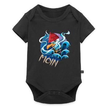 Plattdeutsche Möwe Moin Spruch Nordsee Liebhaber - Baby Premium Kurzarmbody - Schwarz - Vorne