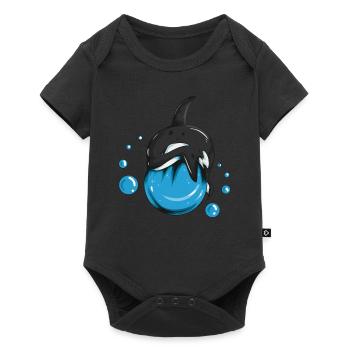 Jeu de baignade Motif baleine Mer Océan Amoureux des baleines - Body à manches courtes Premium Bébé - noir - Devant