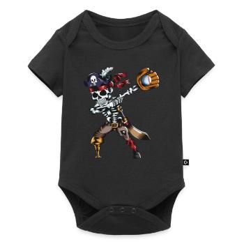 Halloween Baseball Glove Skeleton Pirate Dab - Baby Premium short-sleeve bodysuit - black - Front